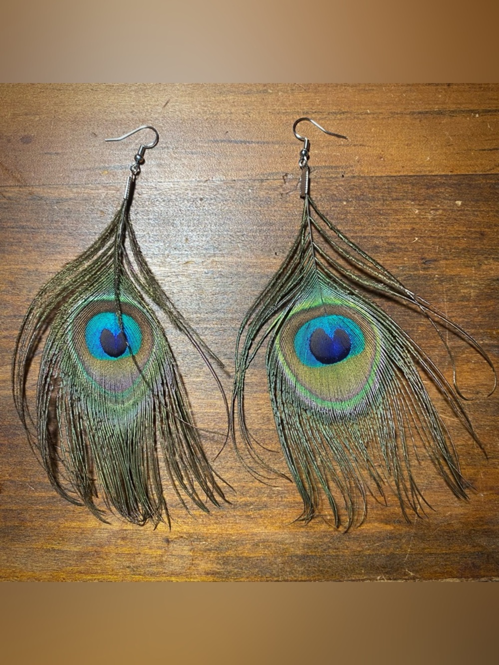 Medium Peacock Feather Earrings